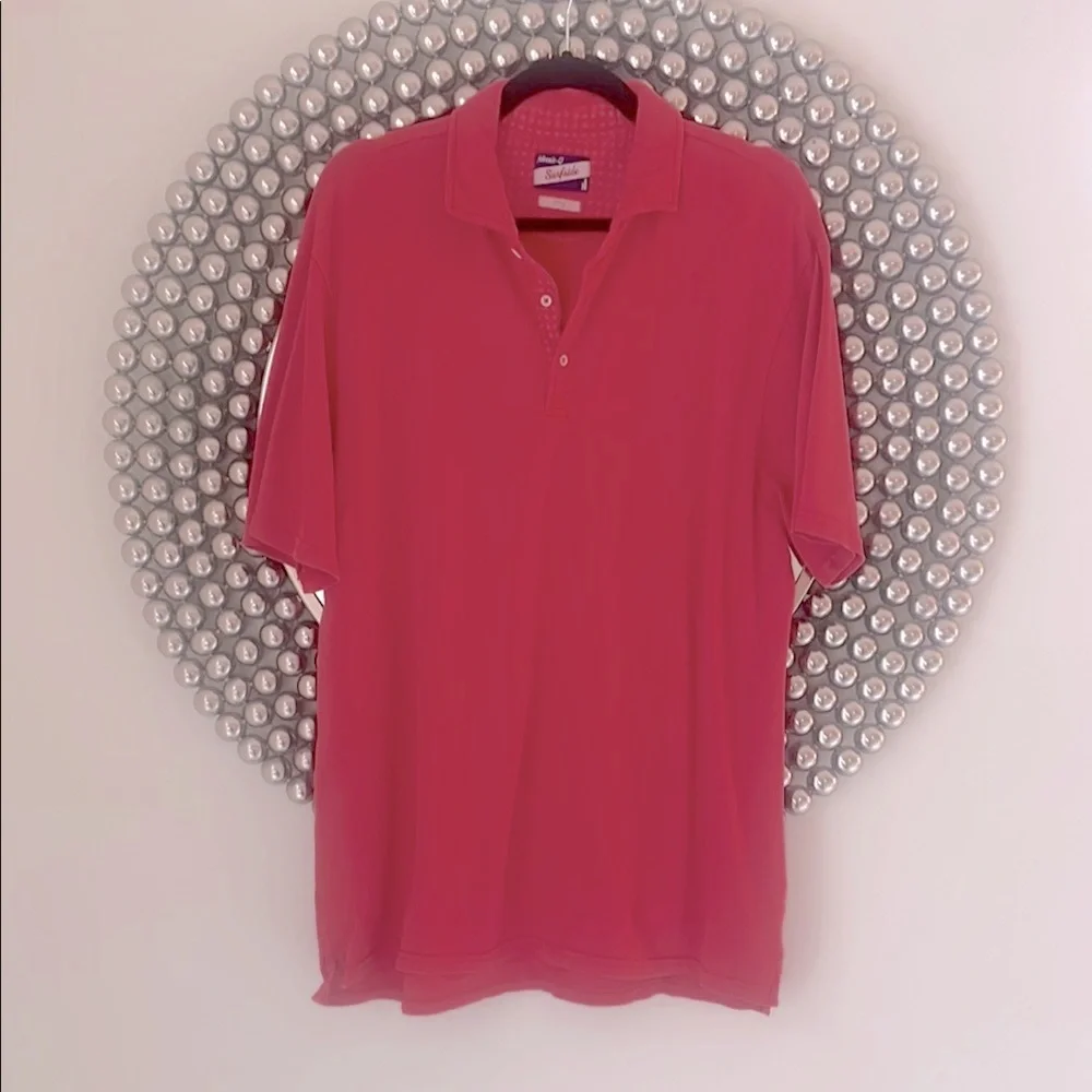Johnnie-O Surfside Garment Dyed Pique Polo Shirt in Malibu Red - Picture 1 of 5